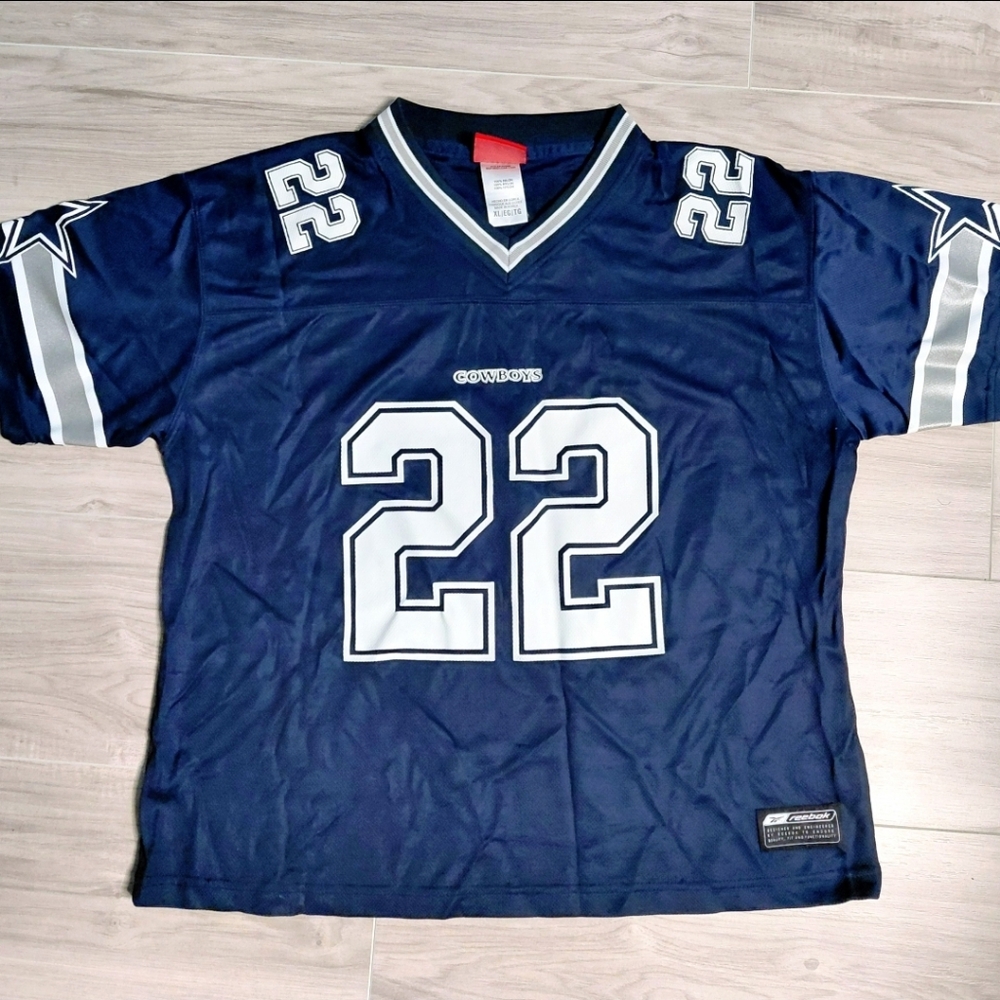 NFL Dallas Cowboys Retired Player Emmit Smith 22 Authentic Mesh Jersey Top Blue